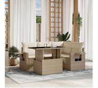 vidaXL Salon de Jardin avec Coussins 5 pcs Beige résine tressée