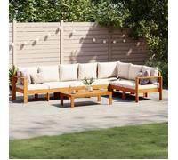 vidaXL Salon de jardin avec coussins 5 pcs Bois d'acacia solide, ensemble de canapés d'extérieur, canapé modulable, canapé 3214850