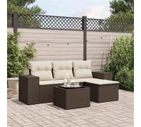 vidaXL Salon de Jardin avec Coussins 5 pcs, Canapés avec Dossier, Ensemble de Meubles, Mobilier de Terrasse Patio, Marron 3222482 Marron G