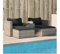 vidaXL Salon de Jardin avec Coussins 5 pcs Canapés avec Repose-pied Ensemble de Meubles Terrasse Patio Gris Résine 365726