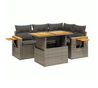 vidaXL Salon de jardin 5 pcs avec coussins Résine tressée Gris