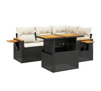 vidaXL Salon de Jardin avec Coussins 5 pcs, Canapés de Terrasse, Ensemble de Meubles de Patio, Mobilier d'Extérieur, Noir Résine Tressée