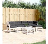 Salon de Jardin avec Coussins 5 pcs, Sièges de Patio, Ensemble de Meubles, Mobilier de Terrasse Extérieur, Blanc Bois 3217011