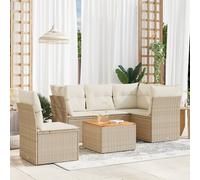 vidaXL Salon de Jardin avec Coussins 6 pcs, Canapés de Patio, Ensemble de Meubles, Mobilier de Terrasse Extérieur, Beige Résine Tressée