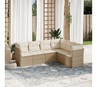 Vidaxl Salon De Jardin Avec Coussins 6 Pcs Beige Résine Tressée
