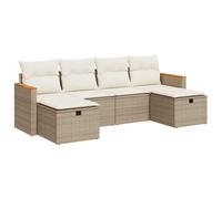 vidaXL Salon de jardin 6 pièces avec coussins – résine tressée beige