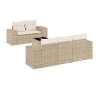 Vidaxl Salon De Jardin Avec Coussins 6 Pcs Beige Résine Tressée
