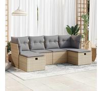 Vidaxl Salon De Jardin Avec Coussins 6 Pcs Beige Résine Tressée