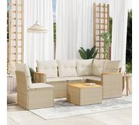 vidaXL Salon de jardin avec coussins 6 pièces Résine tressée Beige