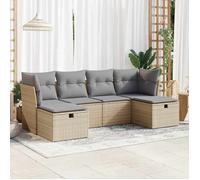 vidaXL Salon de Jardin avec Coussins 6 pcs Beige résine tressée, Ensemble de canapés d'extérieur, Ensemble de canapé d'angle de Jardin, Meuble d'angle de Jardin