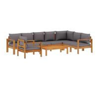 vidaXL Salon de jardin modulable bois massif gris 6 pièces avec coussins 8 personnes