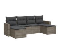 vidaXL Salon de Jardin avec Coussins 6 pcs, Canapés avec Pieds Réglables, Ensemble de Meubles d'Extérieur Patio Terrasse, Gris Résine Tressée