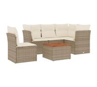 Vidaxl Salon De Jardin Avec Coussins 6 Pcs Beige Résine Tressée