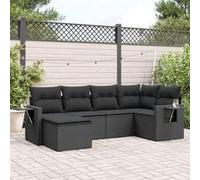 Vidaxl Salon De Jardin 6 Pcs Avec Coussins Noir Résine Tressée