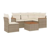 vidaXL Salon de jardin avec coussins 6 pièces Résine tressée Beige
