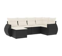 vidaXL Salon de Jardin avec Coussins 6 pcs, Canapés de Terrasse, Ensemble de Meubles de Patio, Mobilier d'Extérieur, Noir Résine Tressée