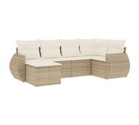 vidaXL Salon de jardin 6 pcs avec coussins – Résine tressée beige