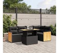 vidaXL Salon de jardin 6 pièces en résine tressée avec coussins Noir