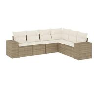 vidaXL Salon de jardin 6 pcs avec coussins - Résine tressée Beige