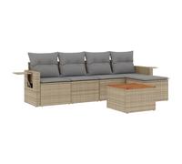 vidaXL Salon de jardin 6 pièces avec coussins Résine tressée Beige