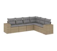 vidaXL Salon de jardin 6 pièces avec coussins Résine tressée Beige
