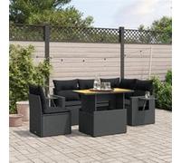 vidaXL Salon de jardin 3271755 – Ensemble 6 pcs avec coussins, résine tressée Noir