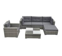 vidaXL Salon de jardin avec coussins 6 pcs résine tressée gris 42744