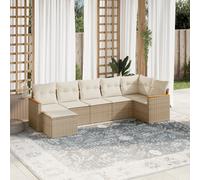 Vidaxl Salon De Jardin Avec Coussins 7 Pcs Beige Résine Tressée