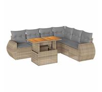 vidaXL Salon de Jardin avec Coussins 7 pcs Beige résine tressée