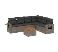 vidaXL Ensemble de salon de jardin 7 pièces en poly rotin Gris avec coussins