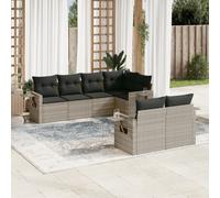 Vidaxl Salon De Jardin Avec Coussins 7 Pcs Gris Clair Résine Tressée