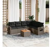 vidaXL Ensemble de salon de jardin 7 pièces en poly rotin Gris avec coussins