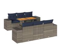 vidaXL Salon de Jardin avec Coussins 7 pcs Gris résine tressée, Ensemble de canapés d'extérieur, Ensemble de canapé d'angle de Jardin, Meuble d'angle de Jardin