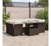 Vidaxl Salon De Jardin Avec Coussins 7 Pcs Marron Résine Tressée