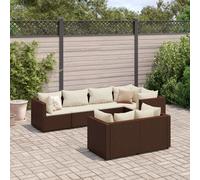 Vidaxl Salon De Jardin Avec Coussins 7 Pcs Marron Résine Tressée