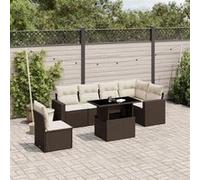 Vidaxl Salon De Jardin Avec Coussins 7 Pcs Marron Résine Tressée