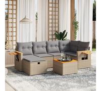 Salon de jardin - vidaXL - 7pcs - Résine tressée beige - Housses amovibles - Pour 6 personnes