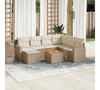 Vidaxl Salon De Jardin Avec Coussins 8 Pcs Beige Résine Tressée
