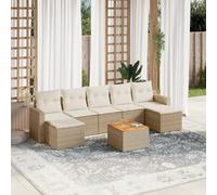 Vidaxl Salon De Jardin Avec Coussins 8 Pcs Beige Résine Tressée