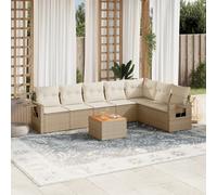 Vidaxl Salon De Jardin Avec Coussins 8 Pcs Beige Résine Tressée
