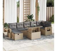 Vidaxl Salon De Jardin Avec Coussins 8 Pcs Beige Résine Tressée