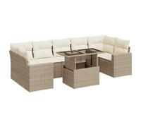 vidaXL Salon de jardin 8 pièces avec coussins - Résine tressée Beige
