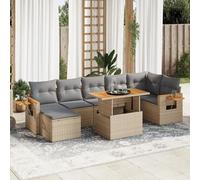 Vidaxl Salon De Jardin Avec Coussins 8 Pcs Beige Résine Tressée Acacia