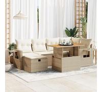 Vidaxl Salon De Jardin Avec Coussins 8 Pcs Beige Résine Tressée Acacia