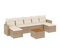 Vidaxl Salon De Jardin Avec Coussins 8 Pcs Beige Résine Tressée