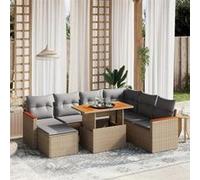 8-delige Loungeset met kussens poly rattan beige3276055