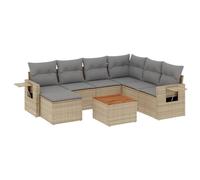 vidaXL Salon de Jardin avec Coussins 8 pcs, Canapés de Terrasse, Ensemble de Meubles de Patio, Mobilier d'Extérieur, Beige Résine Tressée