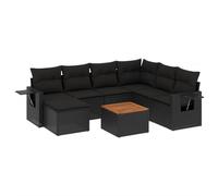 vidaXL Salon de Jardin avec Coussins 8 pcs, Canapés de Terrasse, Ensemble de Meubles de Patio, Mobilier d'Extérieur, Noir 3224676 Noir G
