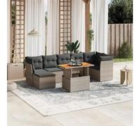 vidaXL Ensemble de jardin canapé 8 pièces avec coussins Gris poly rotin