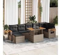 Vidaxl Salon De Jardin Avec Coussins 8 Pcs Gris Résine Tressée Acacia